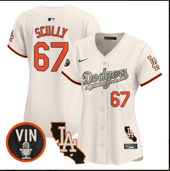 Women Los Angeles Dodgers #67 Scully 2025 cream Limited Stitched Jersey